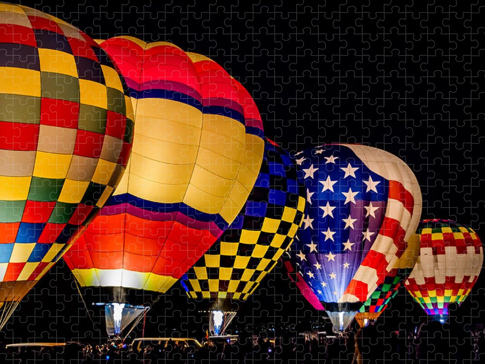 Albuquerque Hot Air Balloon Festival Jigsaw Puzzle featuring the photograph Albuquerque Night Glow by Ron Pate