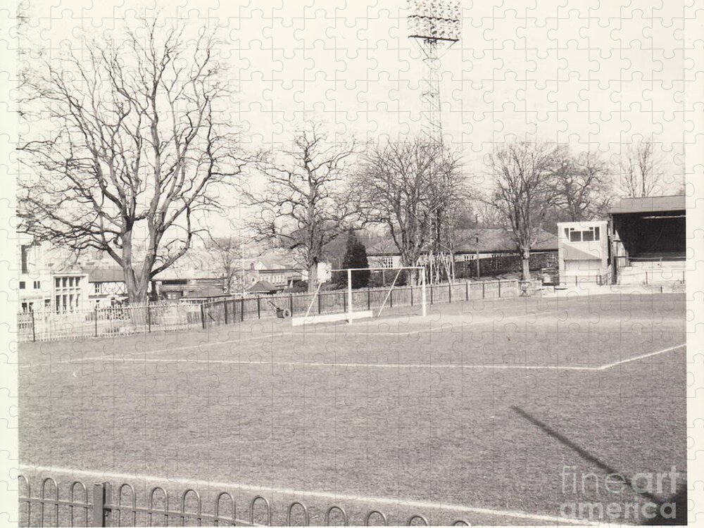 Jigsaw Puzzle featuring the photograph Aldershot - Recreation Ground - West End Highstreet 1 - BW - 1960s by Legendary Football Grounds
