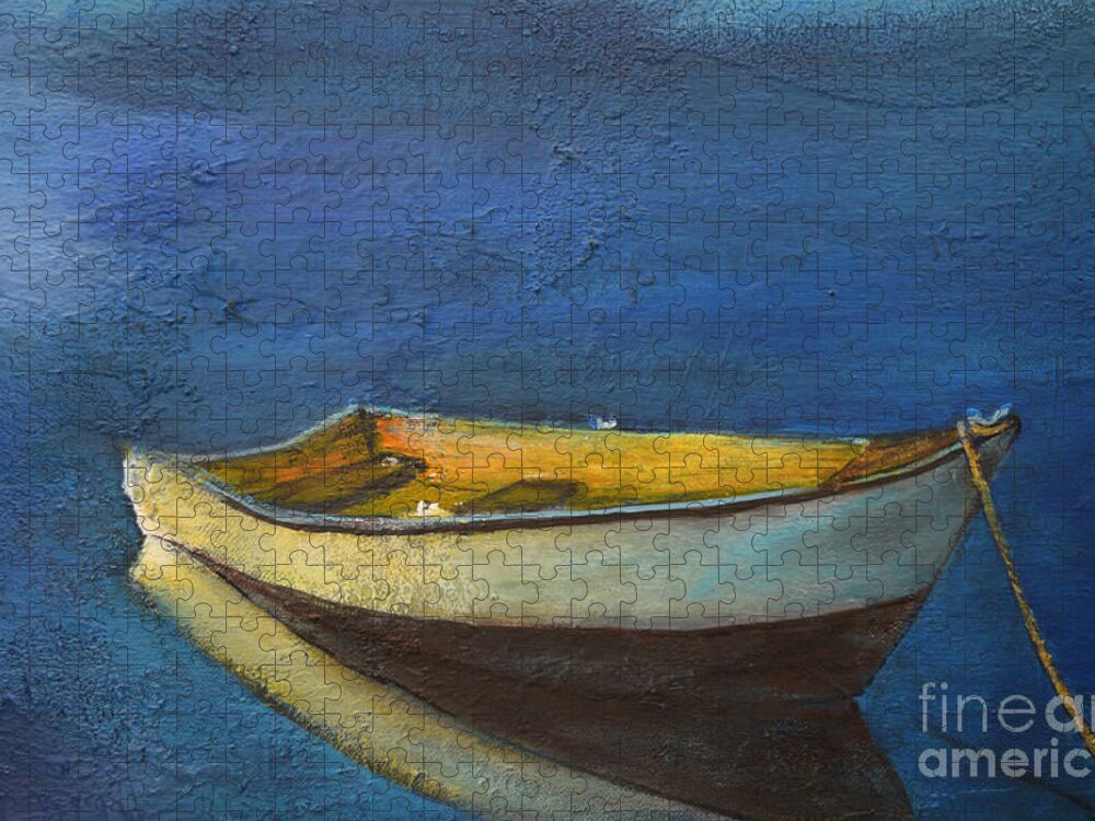 Boat Jigsaw Puzzle featuring the painting All Alone Am I by Gary Smith