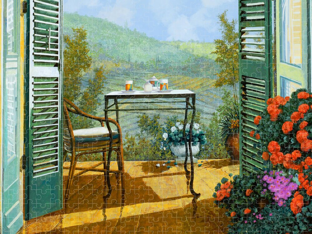 Terrace Jigsaw Puzzle featuring the painting Alle Dieci Del Mattino by Guido Borelli