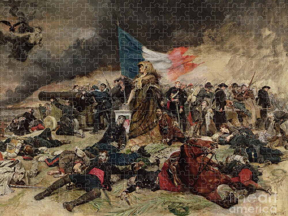 Allegory Jigsaw Puzzle featuring the painting Allegory of the Siege of Paris by Jean Louis Ernest Meissonier by Jean Louis Ernest Meissonier