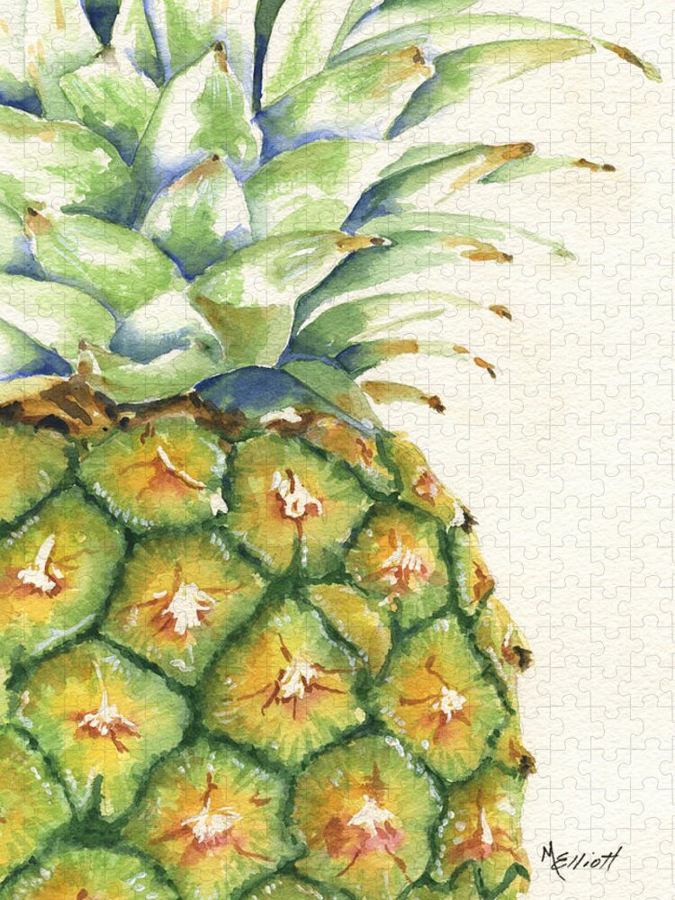 Aloha Hawaii Islands Plant Fruit Pineapple Nature Juicy Tropical Jigsaw Puzzle featuring the painting Aloha by Marsha Elliott