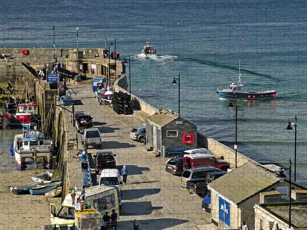 Britain Jigsaw Puzzle featuring the photograph Along The South Pier - Newquay Harbour by Rod Johnson