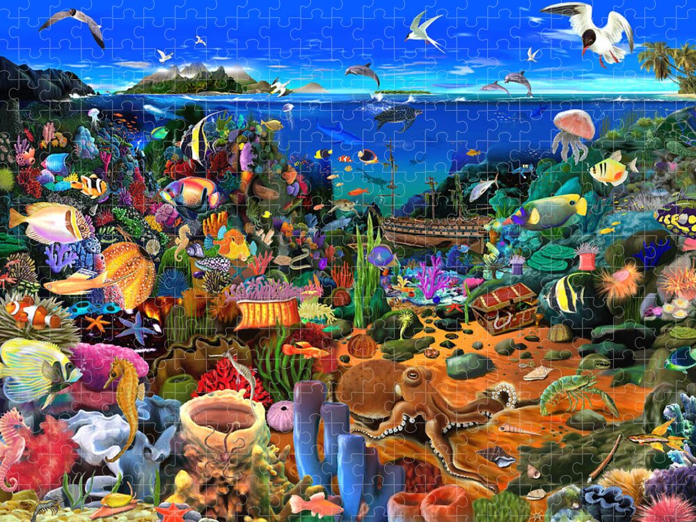 Gerald Newton Jigsaw Puzzle featuring the digital art Amazing Coral Reef by MGL Meiklejohn Graphics Licensing