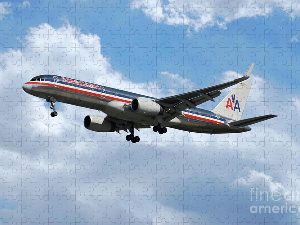 Boeing Jigsaw Puzzle featuring the digital art American Airlines Boeing 757 by Airpower Art