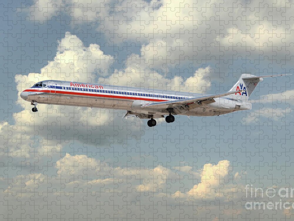 Md80 Jigsaw Puzzle featuring the digital art American Airlines MD-80 by Airpower Art