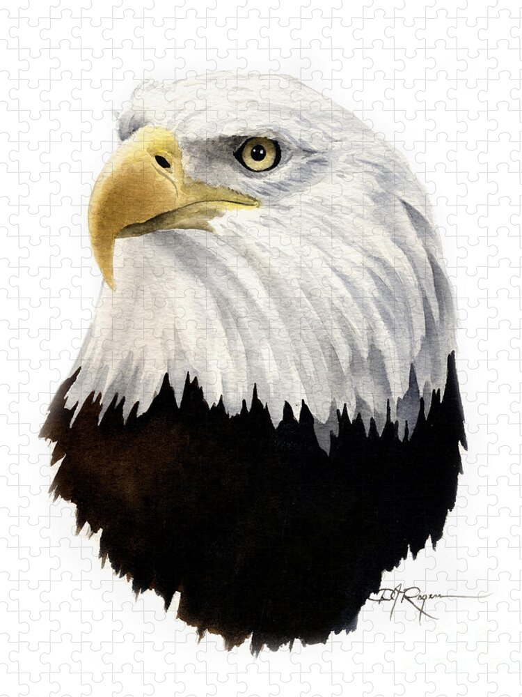 Bald Jigsaw Puzzle featuring the painting American Bald Eagle by David Rogers
