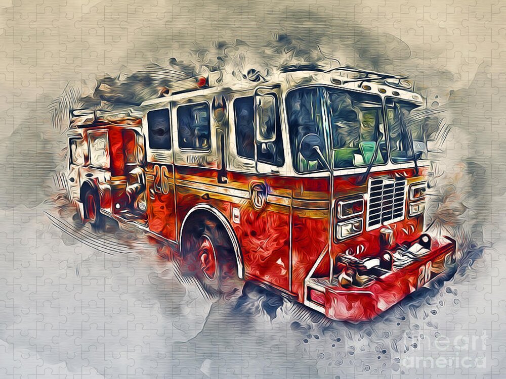 Fire Jigsaw Puzzle featuring the photograph American Fire Truck by Ian Mitchell