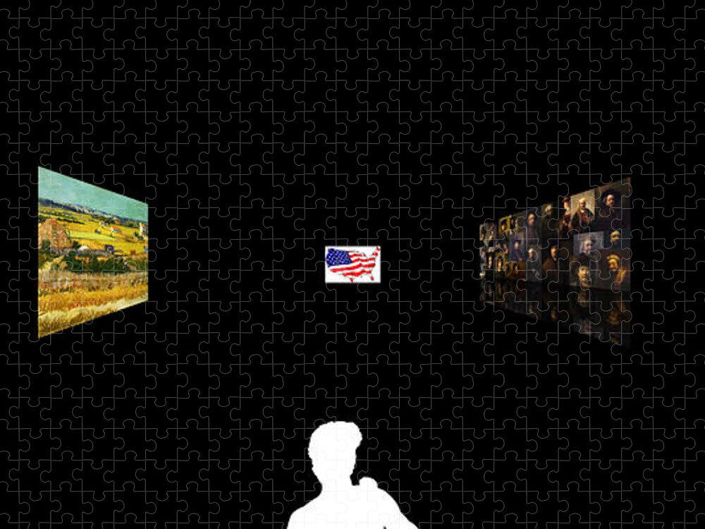 Postmodernism Jigsaw Puzzle featuring the digital art American Intellectual 8 by David Bridburg