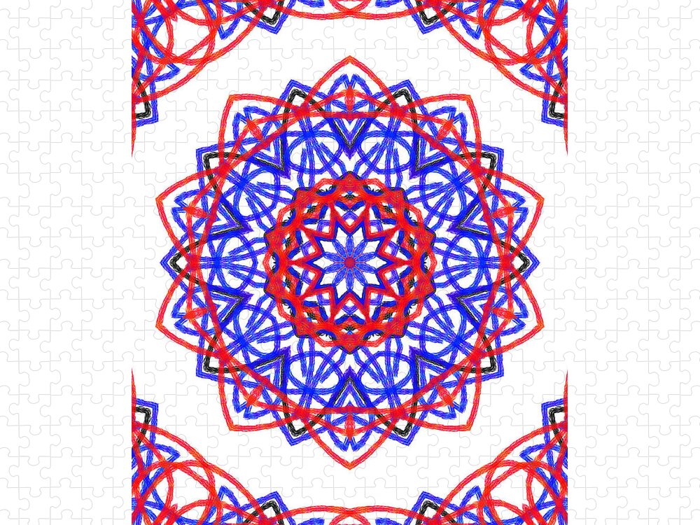 American Patriotism Jigsaw Puzzle featuring the digital art Kaleidoscope 3892 by Kristalin Davis