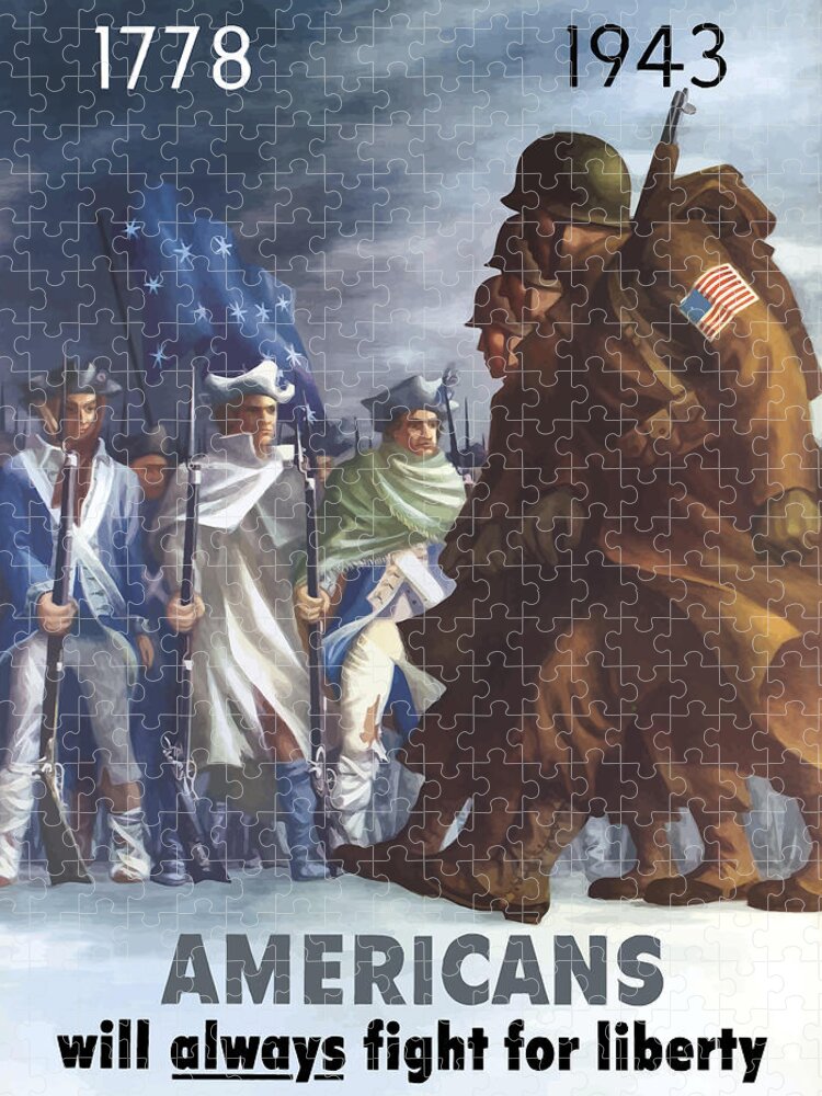 Propaganda Puzzle featuring the painting Americans Will Always Fight For Liberty by War Is Hell Store