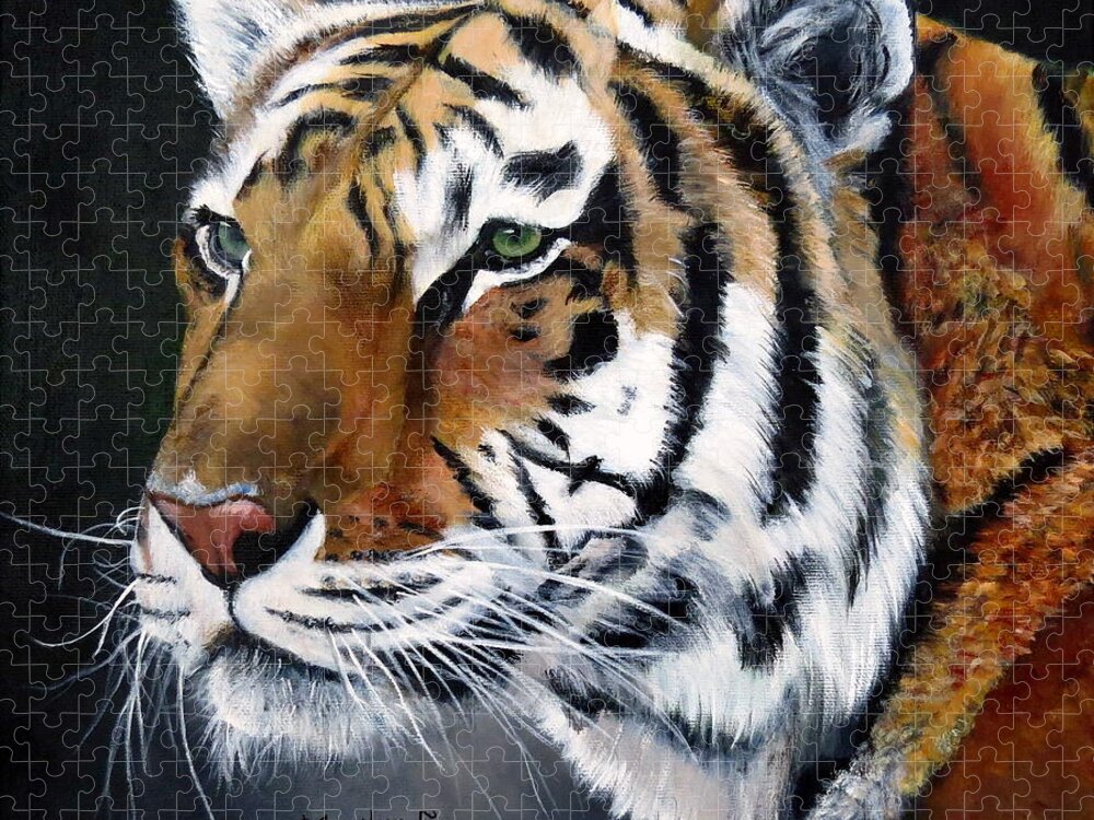 Siberian Jigsaw Puzzle featuring the painting Amur Tiger by Marilyn McNish