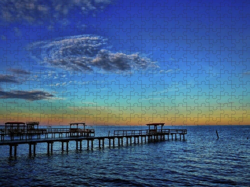 Kemah Jigsaw Puzzle featuring the photograph An Evening in Kemah Vibrant Colors by Judy Vincent