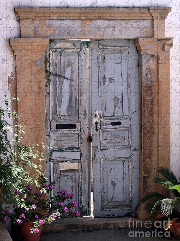 Door Jigsaw Puzzle featuring the photograph Ancient Garden Doors in Greece by Sabrina L Ryan