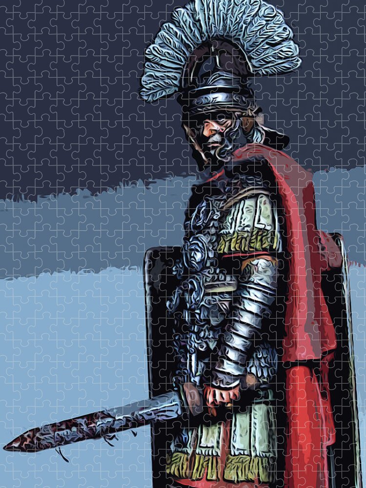 Ancient Roman Jigsaw Puzzle featuring the painting Ancient Roman Soldier by AM FineArtPrints