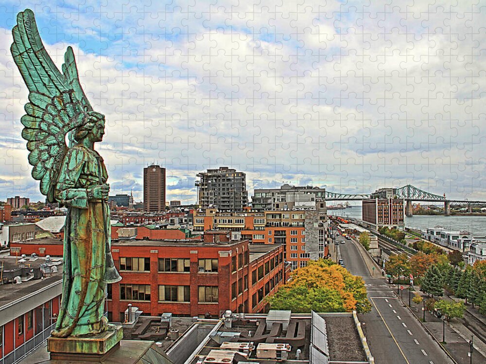 Angel Statue Jigsaw Puzzle featuring the photograph Angel of Old Montreal by Alice Gipson
