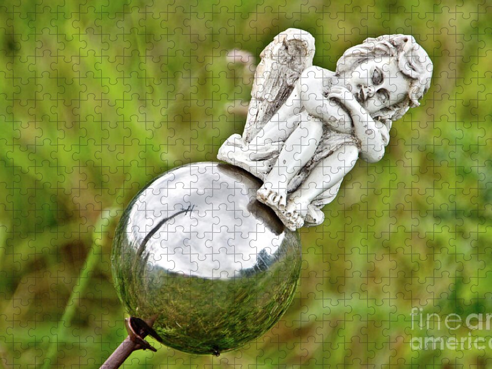 Photograph Jigsaw Puzzle featuring the photograph Angel on her Silver Ball by Adriana Zoon