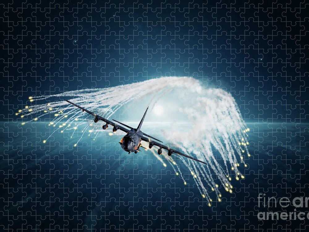 Ac130 Jigsaw Puzzle featuring the digital art Angel Protector by Airpower Art