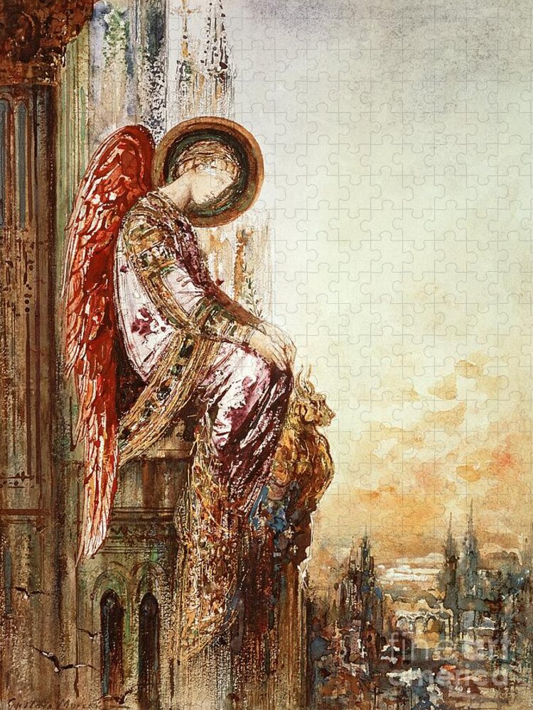 Angelic Jigsaw Puzzle featuring the painting Angel Traveller by Gustave Moreau