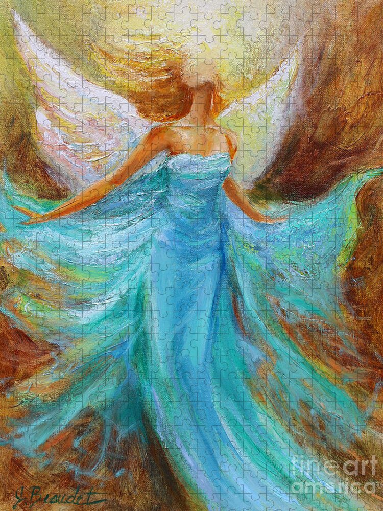 Angel Painting Jigsaw Puzzle featuring the painting Angelic Rising by Jennifer Beaudet