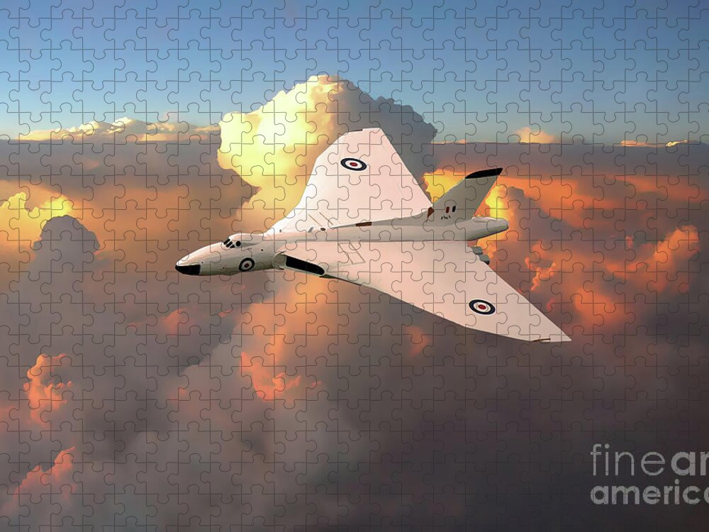 Vulcan Jigsaw Puzzle featuring the digital art Anti Flash White Vulcan Bomber by Airpower Art