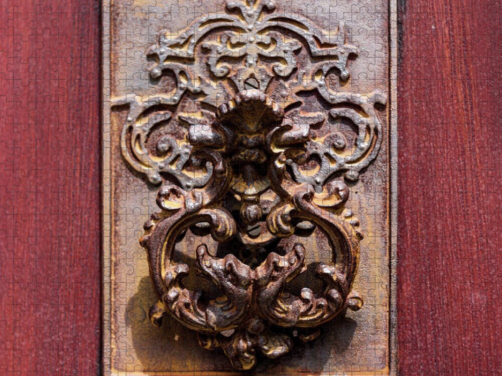 Door Knocker Jigsaw Puzzle featuring the photograph Antique Charleston Door Knocker by Dale Powell