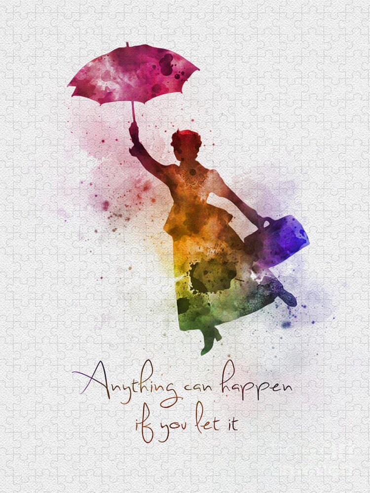 Mary Poppins Jigsaw Puzzle featuring the mixed media Anything can happen if you let it by My Inspiration
