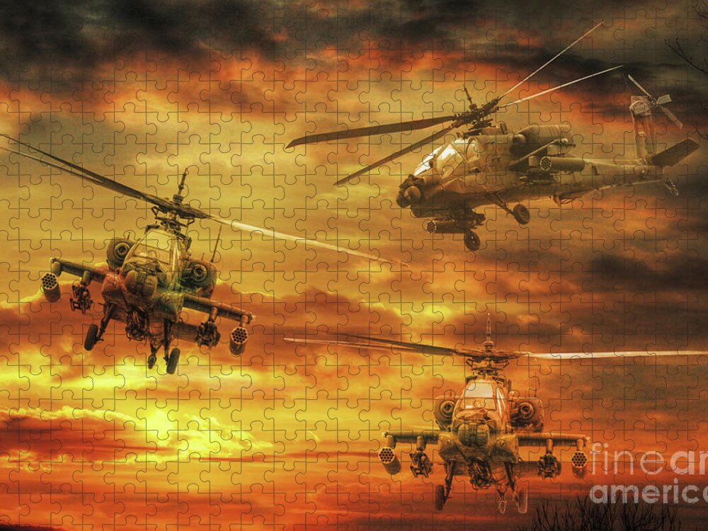 Apache Attack Jigsaw Puzzle featuring the digital art Apache Attack by Randy Steele