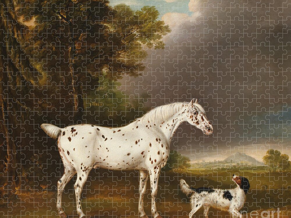 Appaloosa Jigsaw Puzzle featuring the painting Appaloosa Horse and spaniel by Thomas Weaver