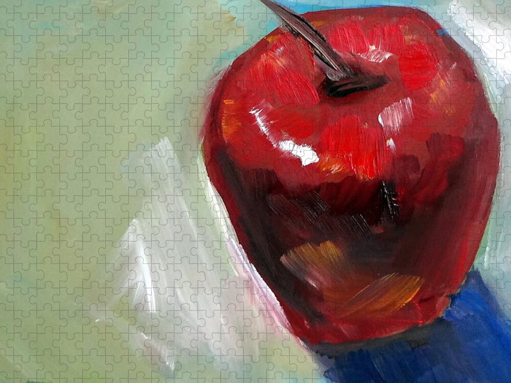 Apple Jigsaw Puzzle featuring the painting Apple by Katy Hawk