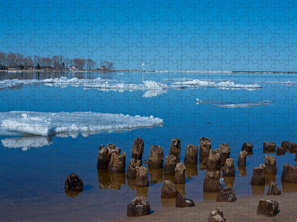 Grand Marais Michigan Jigsaw Puzzle featuring the photograph April Ice by Gary McCormick