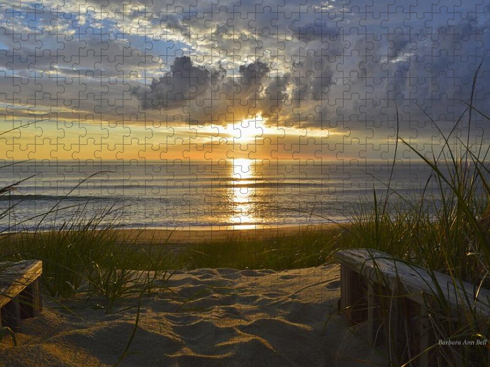 Obx Sunrise Jigsaw Puzzle featuring the photograph April Sunrise in Nags Head by Barbara Ann Bell