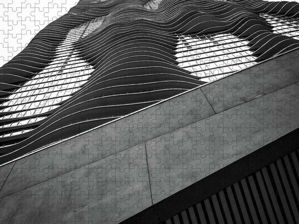 Aqua Building Jigsaw Puzzle featuring the photograph Aqua Chicago Building by Mike Burgquist