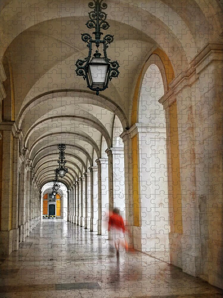 Lisbon Jigsaw Puzzle featuring the photograph Arched Walkway Terreiro do Paco Lisbon Portugal by Carol Japp