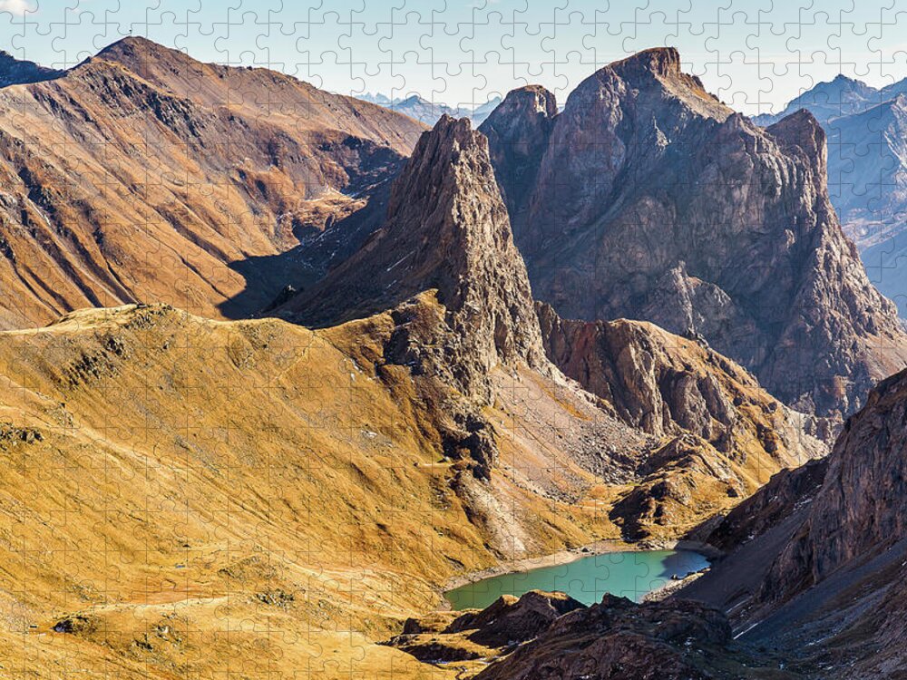 Mountain Landscape Jigsaw Puzzle featuring the photograph Aretes de la Bruyere - French Alps by Paul MAURICE