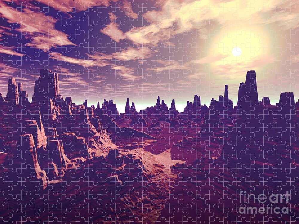 Canyon Jigsaw Puzzle featuring the digital art Arizona Canyon Sunshine by Phil Perkins