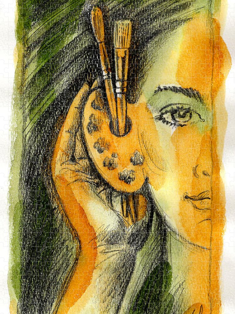 Communicating Communication Concentrating Concept Counseling Creative Creativity Design Drawing Face Female Focusing Foresight Front View Guidance Head Hearing Idea Illustration Illustration And Painting Illustrator Inspiration Inspiring Job Skills Listen Listening Motif One One Person Only Women Palette People Person Problem Solving Jigsaw Puzzle featuring the painting Art of Listening by Leon Zernitsky
