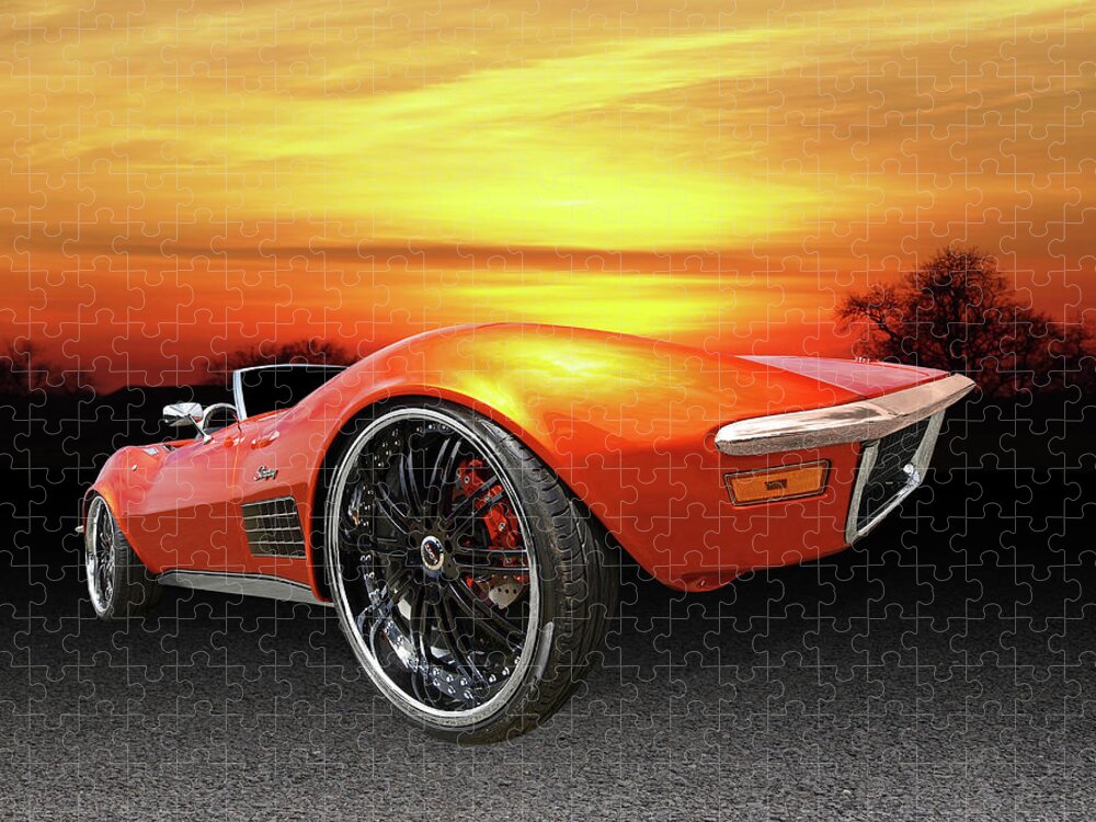 Corvette Stingray Jigsaw Puzzle featuring the photograph Here Comes The Sun - '72 Stingray by Gill Billington