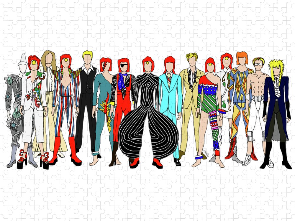 Bowie Jigsaw Puzzle featuring the digital art Outfits of Thin Duke by Notsniw Art