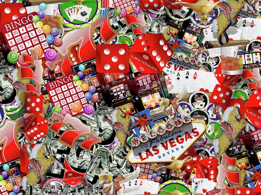  Las Vegas Icons Jigsaw Puzzle featuring the digital art Las Vegas Icons by Gravityx9 Designs