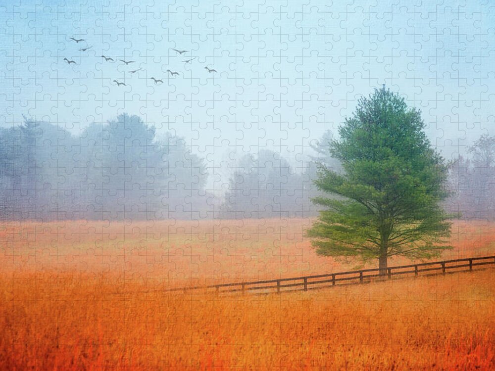 Landscape Jigsaw Puzzle featuring the photograph As Lonely As The Autumn Wind by Iryna Goodall