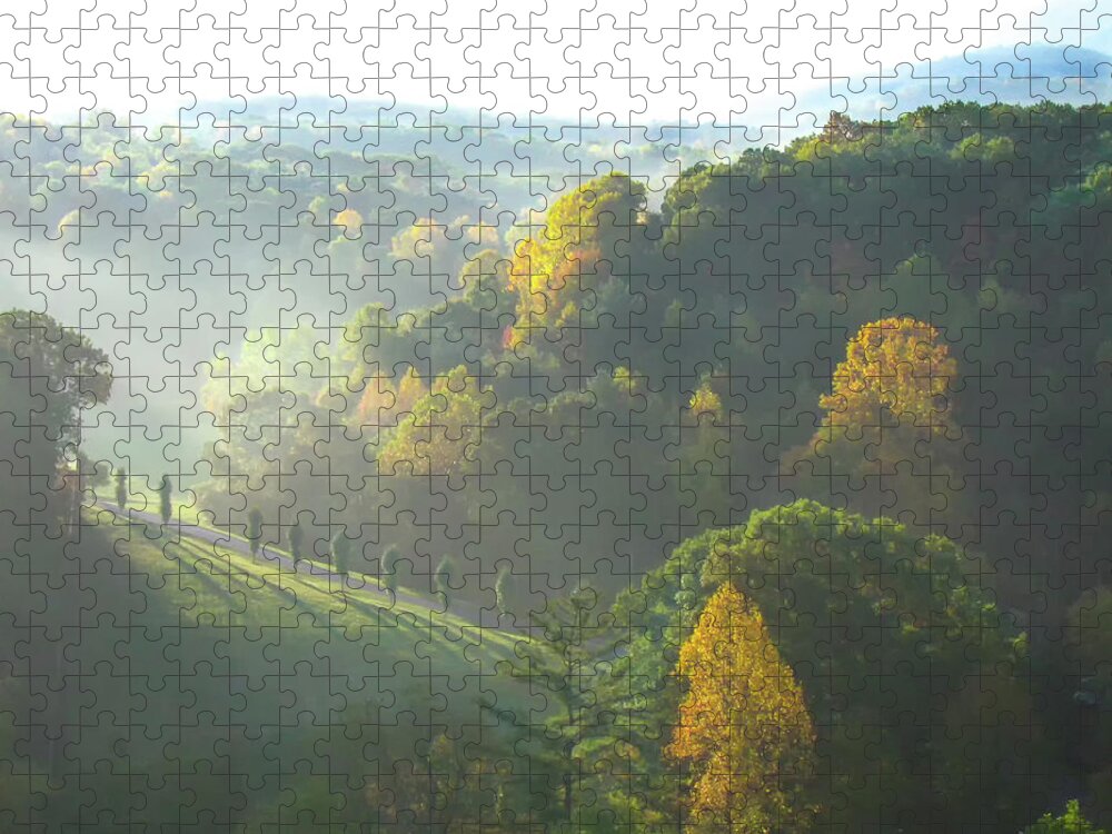Asheville Jigsaw Puzzle featuring the photograph Asheville Autumn Mountain Sunrise by Norma Brandsberg