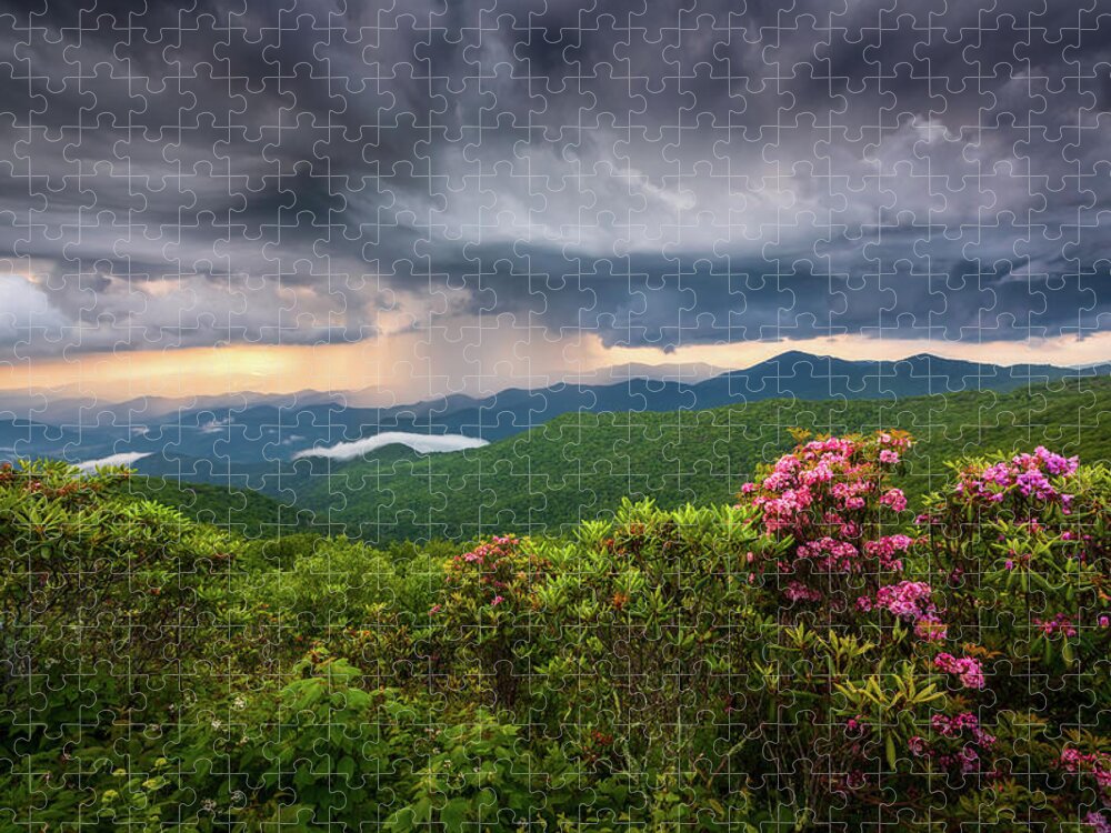 Asheville Jigsaw Puzzle featuring the photograph Asheville North Carolina Blue Ridge Parkway Thunderstorm Scenic Mountains Landscape Photography by Dave Allen