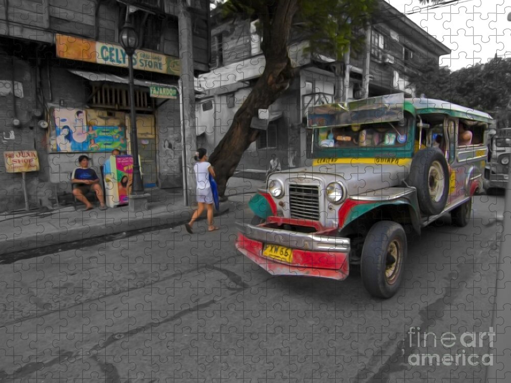 Asia Jigsaw Puzzle featuring the photograph Asia Philippines Jeepney Sari Sari Store 6282092SC by Rolf Bertram