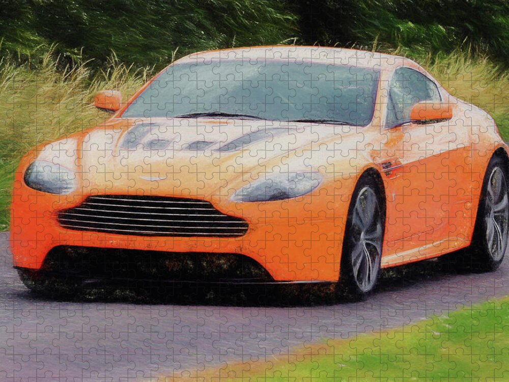 Aston Martin Jigsaw Puzzle featuring the digital art Aston Martin V12 Vantage by Roy Pedersen