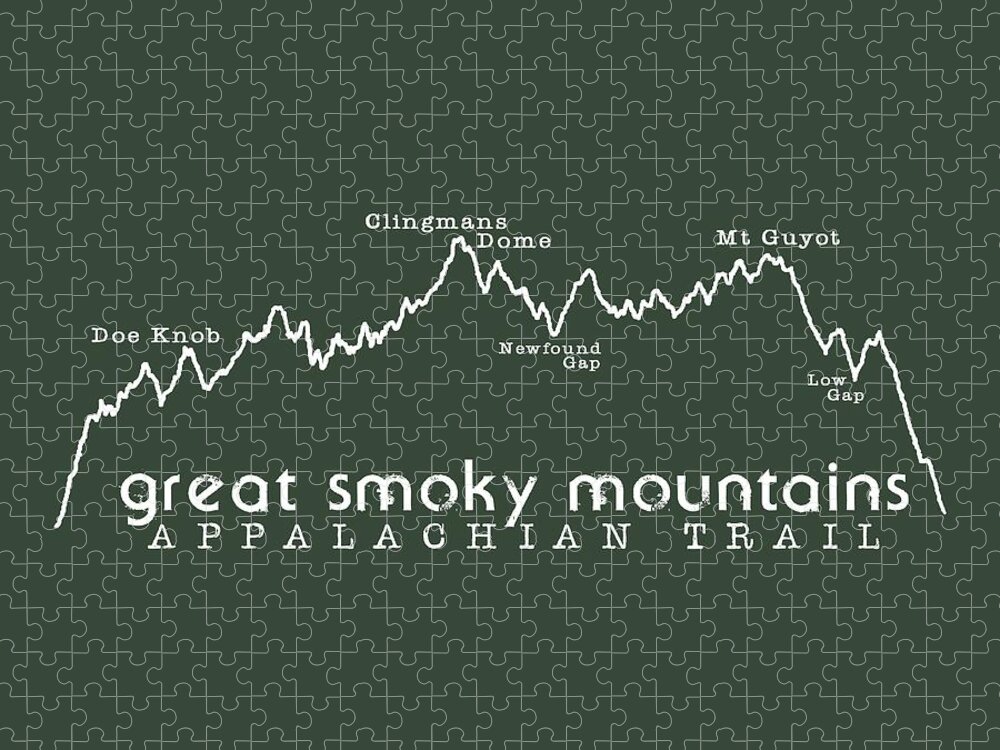 Appalachian Trail Tshirt Jigsaw Puzzle featuring the digital art AT Elevation Profile GSM White by Heather Applegate