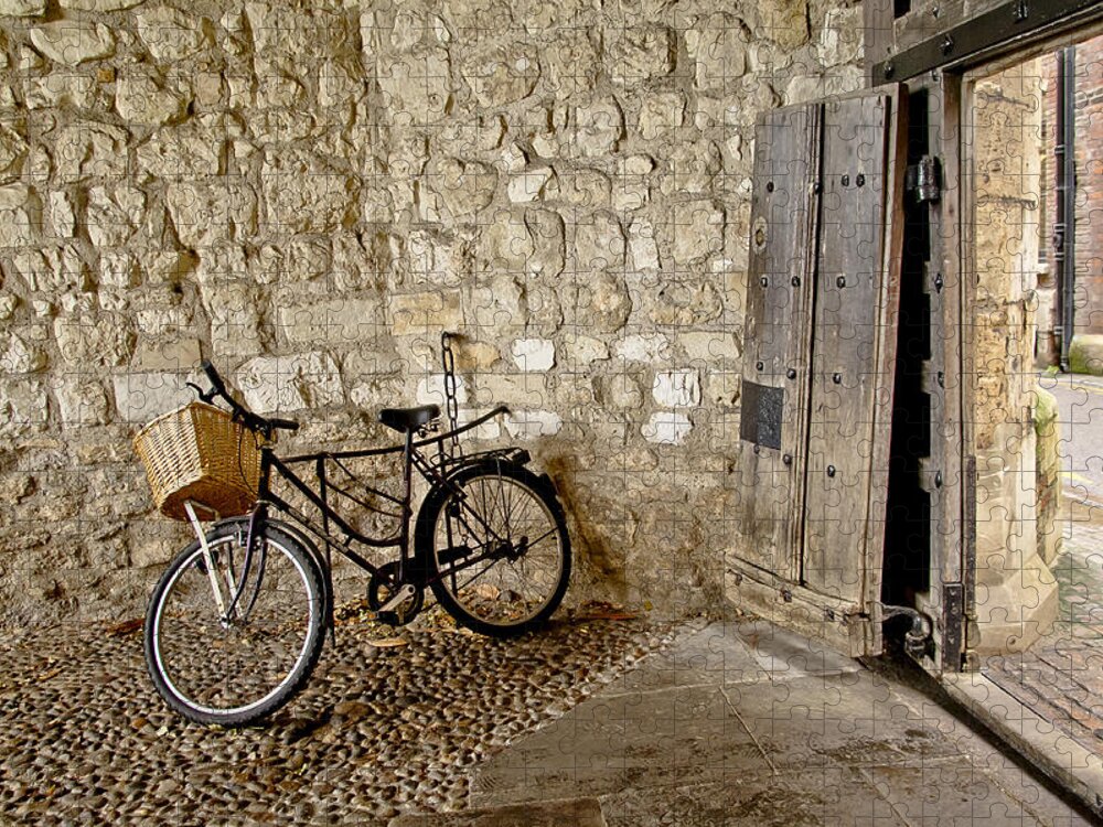 Bike Jigsaw Puzzle featuring the photograph At the old wooden gate. by Elena Perelman