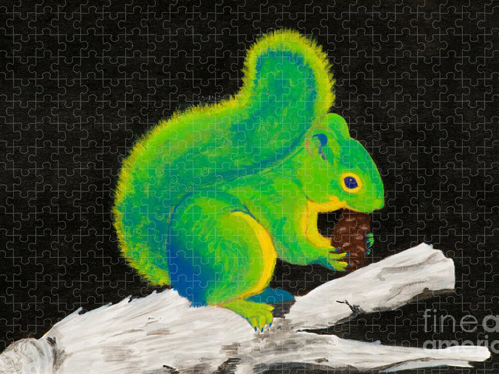 Squirrel Jigsaw Puzzle featuring the painting Atomic Squirrel by Stefanie Forck