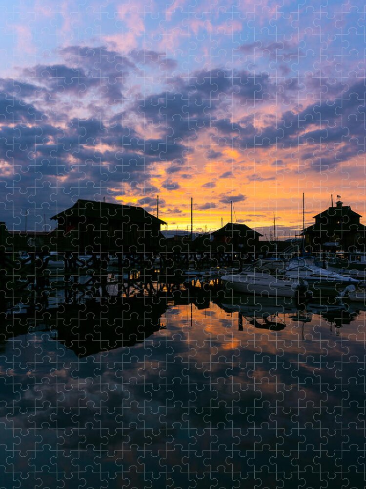 Landscape Jigsaw Puzzle featuring the photograph August Sunset 2 by Wayne Enslow