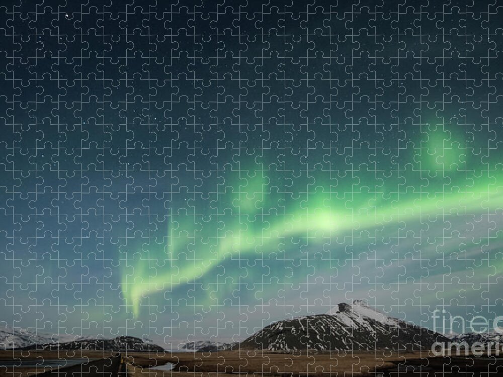 Iceland Jigsaw Puzzle featuring the photograph Aurora Borealis Over Iceland by Sandra Bronstein